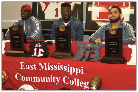 Several former East Mississippi Lions sign with four-year schools to continue their football careers